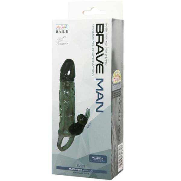 BRAVE MAN PENIS COVER WITH RABBIT BLACK 16.5 CM