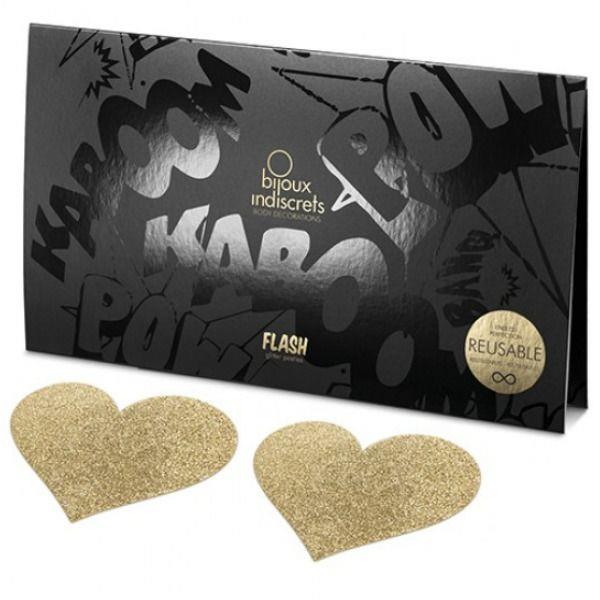 INDISCRETS FLASH GOLDEN HEART NIPPLE COVERS