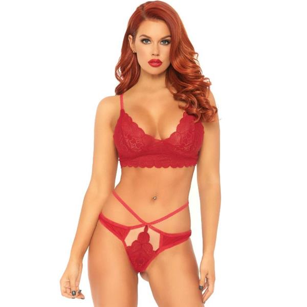 2 PIECES SET LACE BRALETTE AND THONG M/L