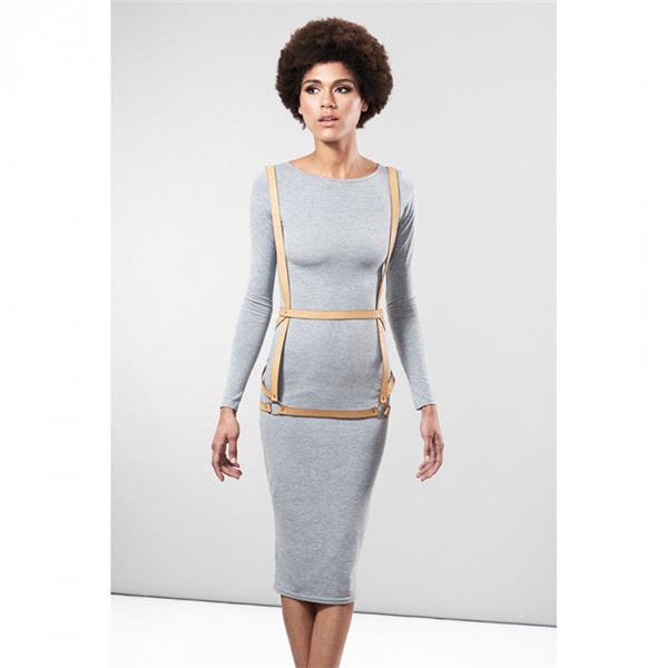 INDISCRETS MAZE HARNESS DRESS SHAPE BROWN
