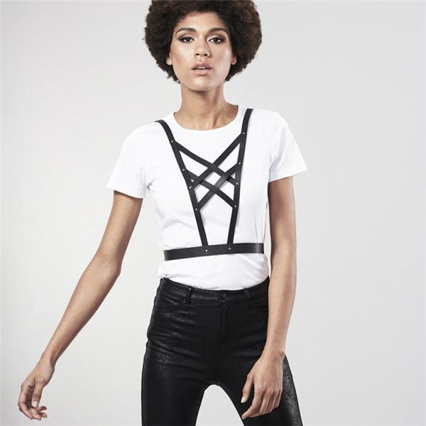 INDISCRETS MAZE CROSSED HARNESS WITH NECKLINE BLACK