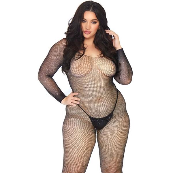CRYSTALIZED NET BODY STOCKING 1X-2X