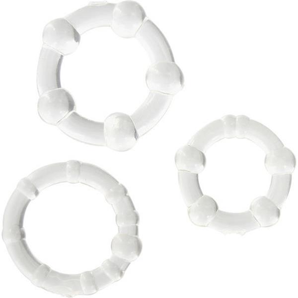 SET OF THREE TRANSPARENT PENIS RINGS
