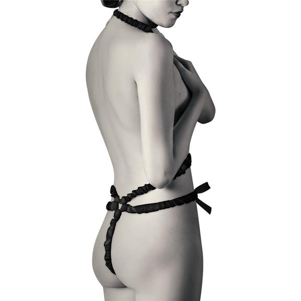 ELASTIC HARNESS SET AND NIPPLE COVERS BLACK
