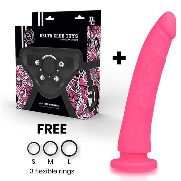 TOYS HARNESS + DONG PINK SILICONE 23 CM -O- 4.5 CM