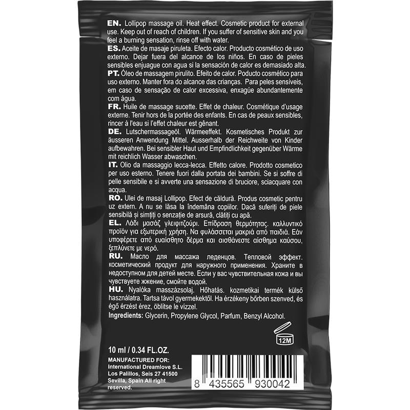 POCKET LOLLIPOP KISSABLE MASSAGE OIL HEATING SENSATION 10 ML