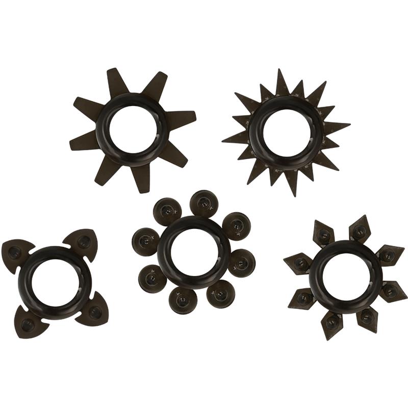 SET OF 5 SILICONE TESTICLE AND PENIS RINGS
