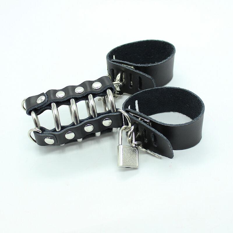 PENIS CAGE WITH METAL RINGS AND LEATHER STRAPS