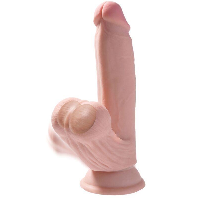 PLUS 3D DILDO S LJULJAJUĆIM JAJIMA 15.2 CM SVJETLA KOŽA