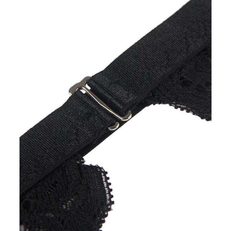 SET THREE PIECES SET BRA + GARTER BELT + THONG S/M