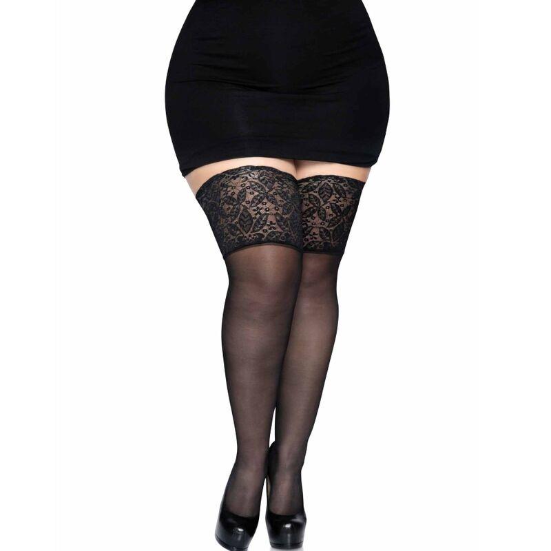 BLACK STOCKINGS WITH WIDE LACE ONE SIZE