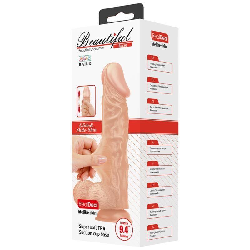 PRELJEP SUSRET BURAQ FLEXIBILNI REALISTIČNI DILDO 24 CM PRIRODNI