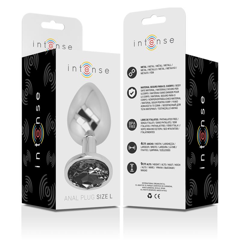 ALUMINUM METAL ANAL PLUG WITH BLACK GLASS SIZE L
