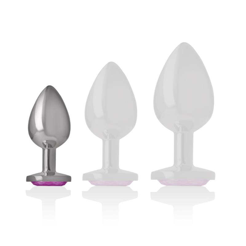 ALUMINUM METAL ANAL PLUG WITH PINK CRYSTAL SIZE S