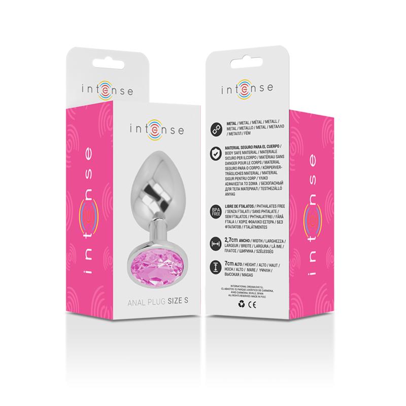 ALUMINUM METAL ANAL PLUG WITH PINK CRYSTAL SIZE S