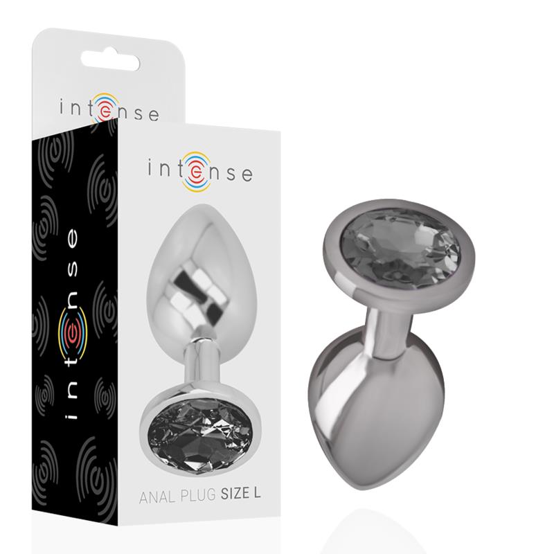 ALUMINUM METAL ANAL PLUG WITH BLACK GLASS SIZE L