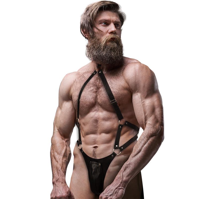 MOŠKI ECO-LEATHER JOCK STRAP HARNESS