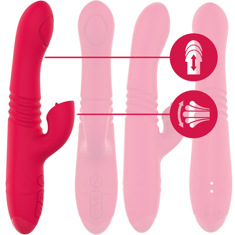 DUA MULTIFUNCTION RECHARGEABLE UP & DOWN VIBRATOR WITH RED TONGUE