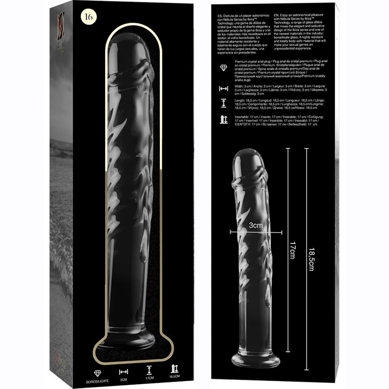 MODEL 16 DILDO OD BOROSILIKATNOG STAKLA PROZIRNO 18.5 CM -O- 3 CM