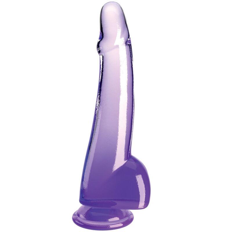 PROZIRNI DILDO S TESTISIMA 19 CM LJUBIČASTI