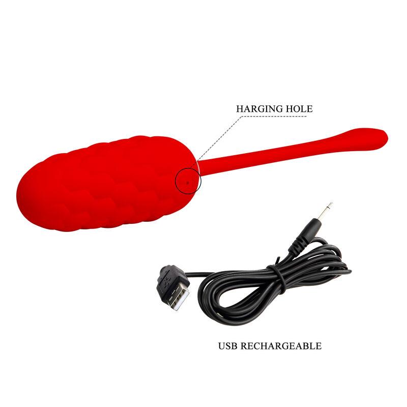 VIBRATING EGG WITH RED RECHARGEABLE MARINE TEXTURE