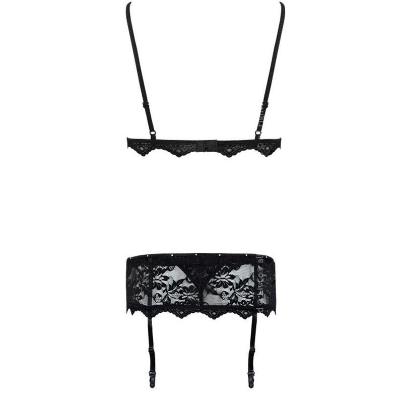 BELITA LC 90231 BRA + PANTY + GARTER BELT BLACK S/M