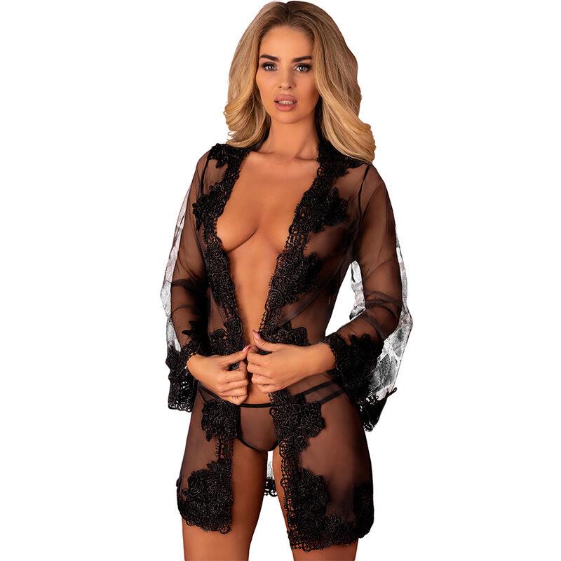 HERINA LC XG056 DRESSING GOWN + PANTY BLACK ONE SIZE