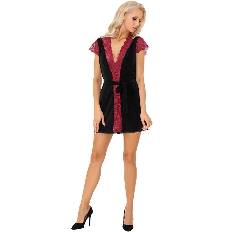 KUMIKO LC 90428 DRESSING GOWN + PANTY BLACK S/M