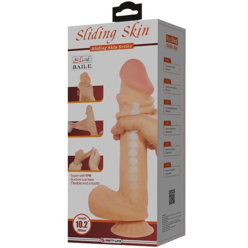 SLIDING SKIN SERIES REALISTIC DILDO WITH SLIDING SKIN SUCTION CUP FLESH 26 CM
