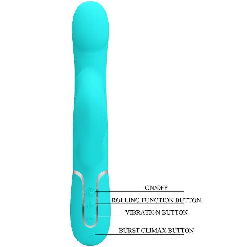 RABBIT VIBRATOR PEARLS AQUA GREEN