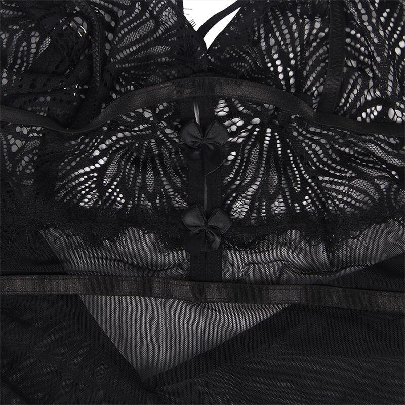 BABYDOLL S PODESIVIM ČIPKASTIM TRAKAMA CRNI S/M