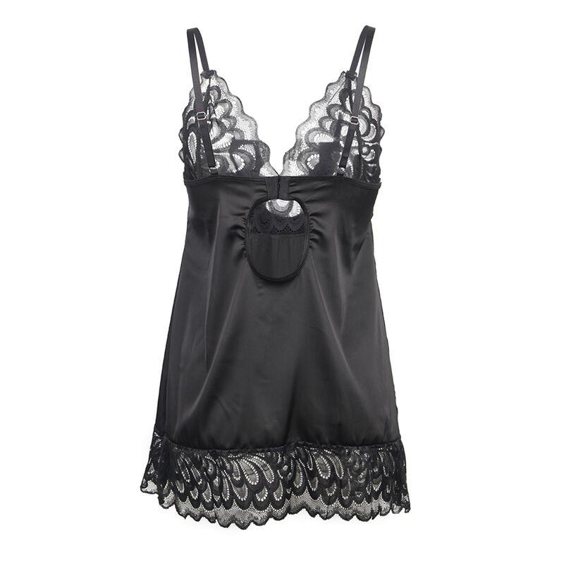 BABYDOLL WITH FLORAL PRINT CHEST BLACK S/M
