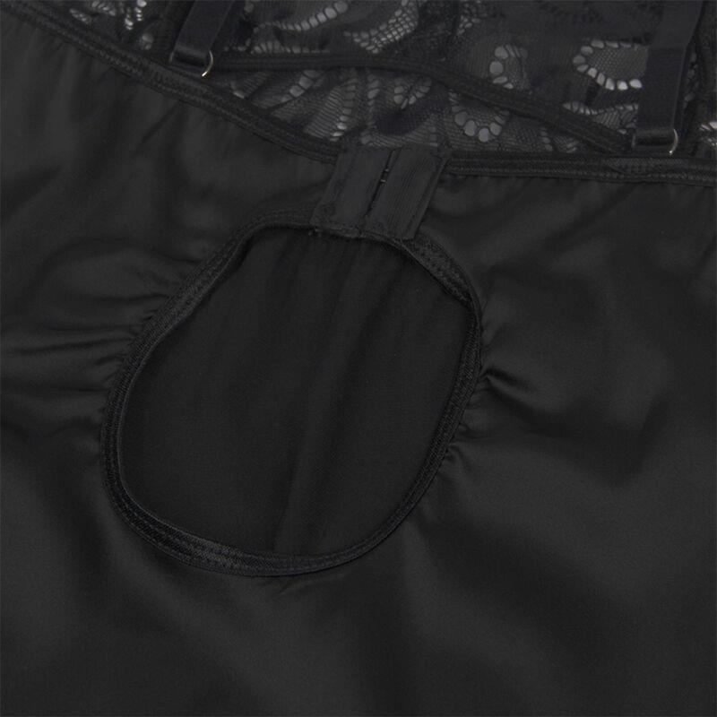 BABYDOLL WITH FLORAL PRINT CHEST BLACK S/M