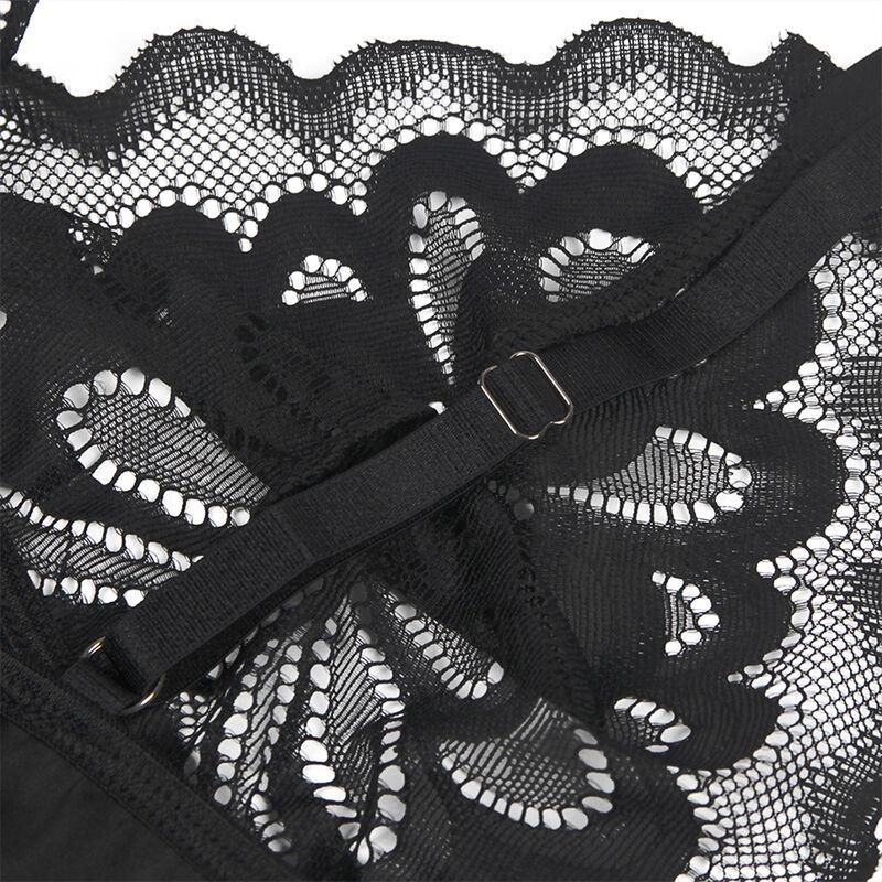 BABYDOLL WITH FLORAL PRINT CHEST BLACK S/M
