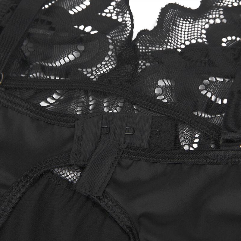 BABYDOLL WITH FLORAL PRINT CHEST BLACK S/M