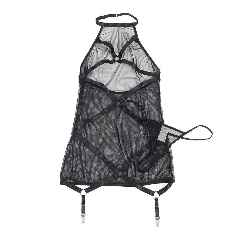 TRANSPARENT HALTER NECK DRESS BLACK S/M