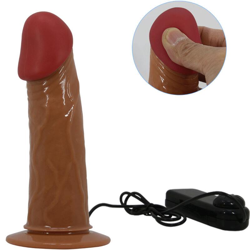 STARKS HARNES BRIEFS MULTI-SPEED VIBRATOR DILDO 17,5 CM SVETLO RJAVA