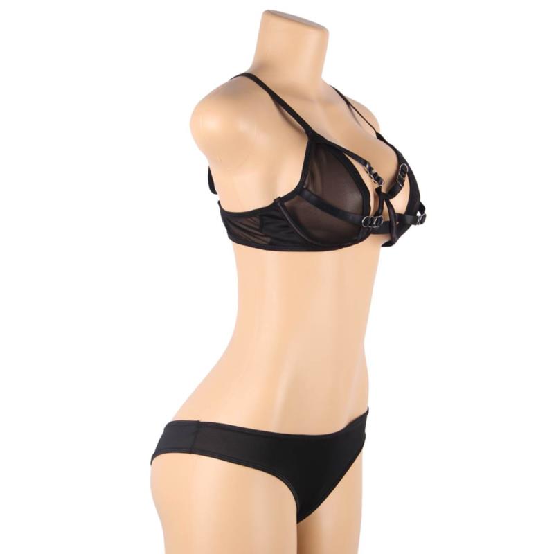 SET OF TWO PIECES TRANSPARENCY BRA AND STRIPS S/M