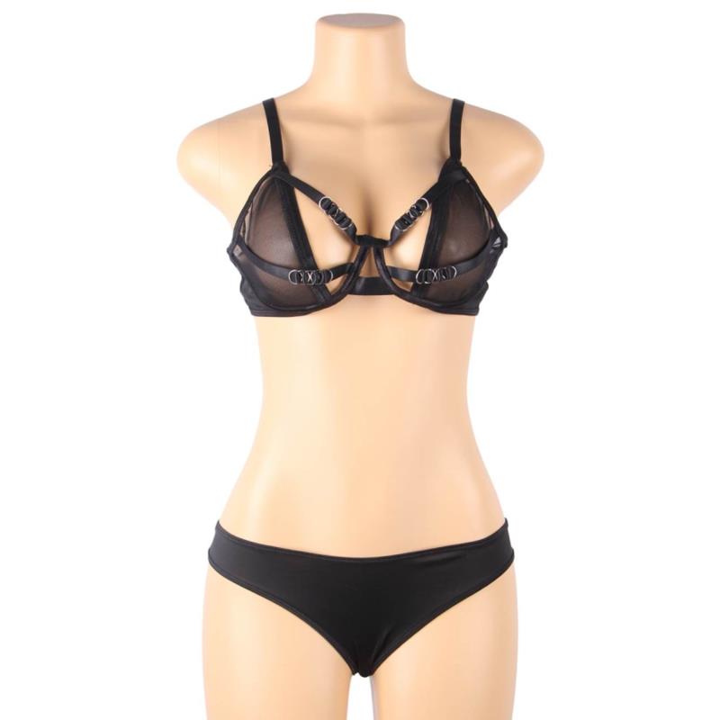 SET OF TWO PIECES TRANSPARENCY BRA AND STRIPS S/M