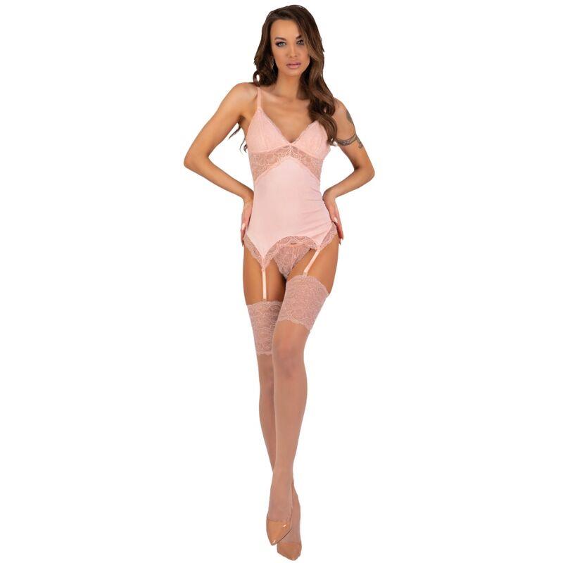 PERSINNE PEACH SET KORZET + TANGICE + ČARAPE