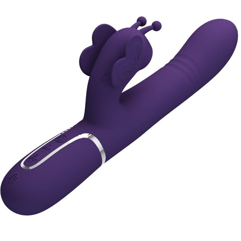 MULTIFUNKCIONALNI ZAJČEK VIBRATOR 4 V 1 METULJ PURPURNI