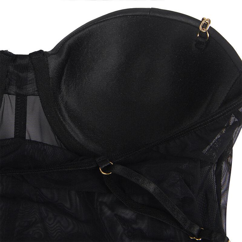 ČRN BODI S KOVINSKIMI TRAKOVI S/M