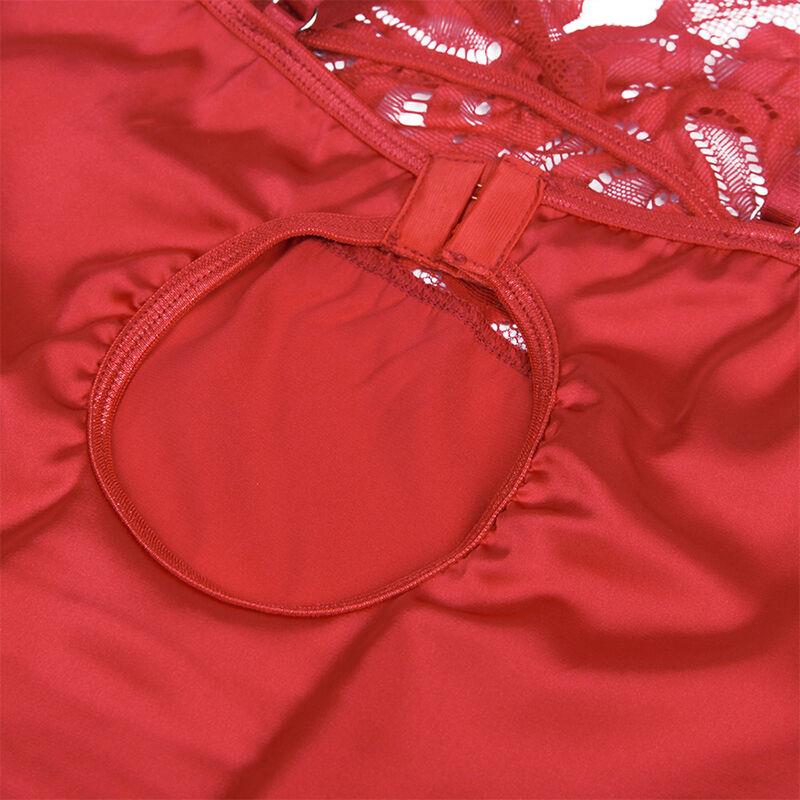 SATIN BABYDOLL WITH LACE RED S/M