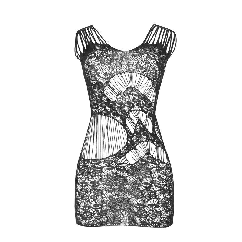 951771 DOLGA OBLEKA Z ODPRTIM HRBTOM IN RIBJO MREŽO ČRNA ENA VELIKOST