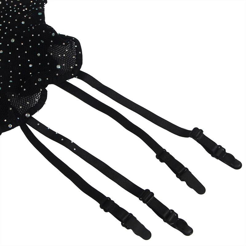 952174 FISHNET BODYSTOCKING WITH GLOVES AND DIAMONDS BLACK ONE SIZE