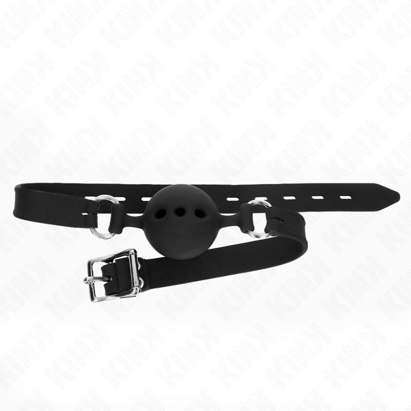 POLNI SILIKONSKI GAG 55 x 2 CM Z 5 CM ŽOGO VELIKOST L ČRNA PRILAGODLJIVA 35-51 CM