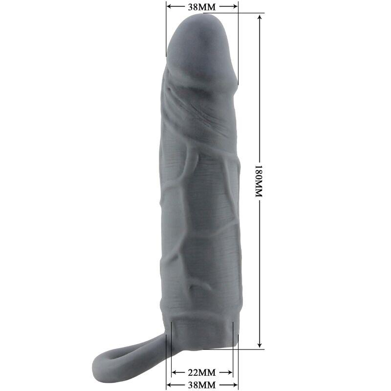 REALISTIČNA KOŽNA NAVLAKA ZA PENIS TAMNO SIVA