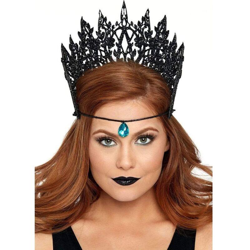 CROWN WITH GLITTER AND JEWEL BLACK