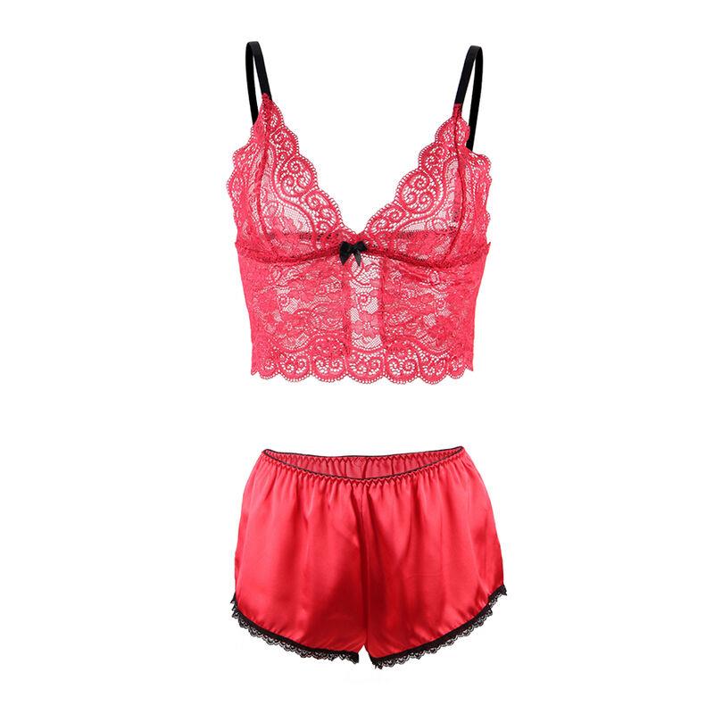 953904 SILK AND LACE NIGHTGOWN + PANTIES RED L/XL