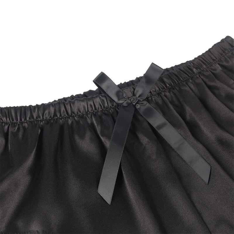 953935 CASUAL SILK NIGHTGOWN + LACE PANTS BLACK S/M